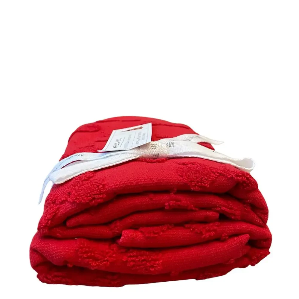Bella Lux RED BOWS Hand Towel Set of 2 Chic Holiday Bathroom Decor New
